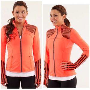Lululemon Orange Pink Striped Black Zip Up Forme Jacket